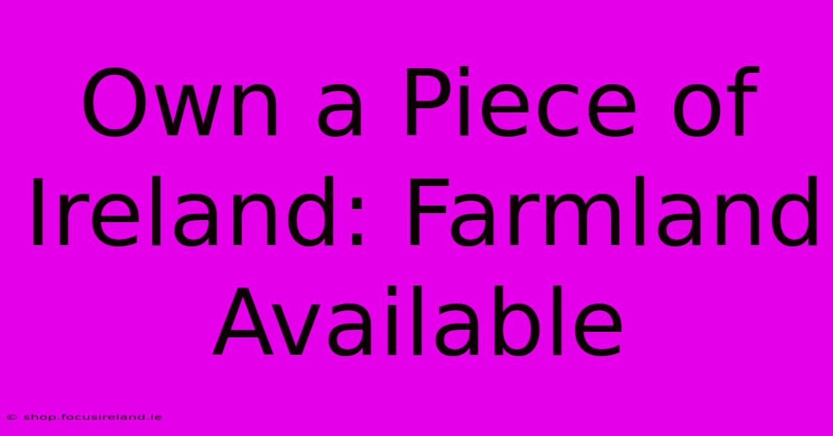 Own A Piece Of Ireland: Farmland Available