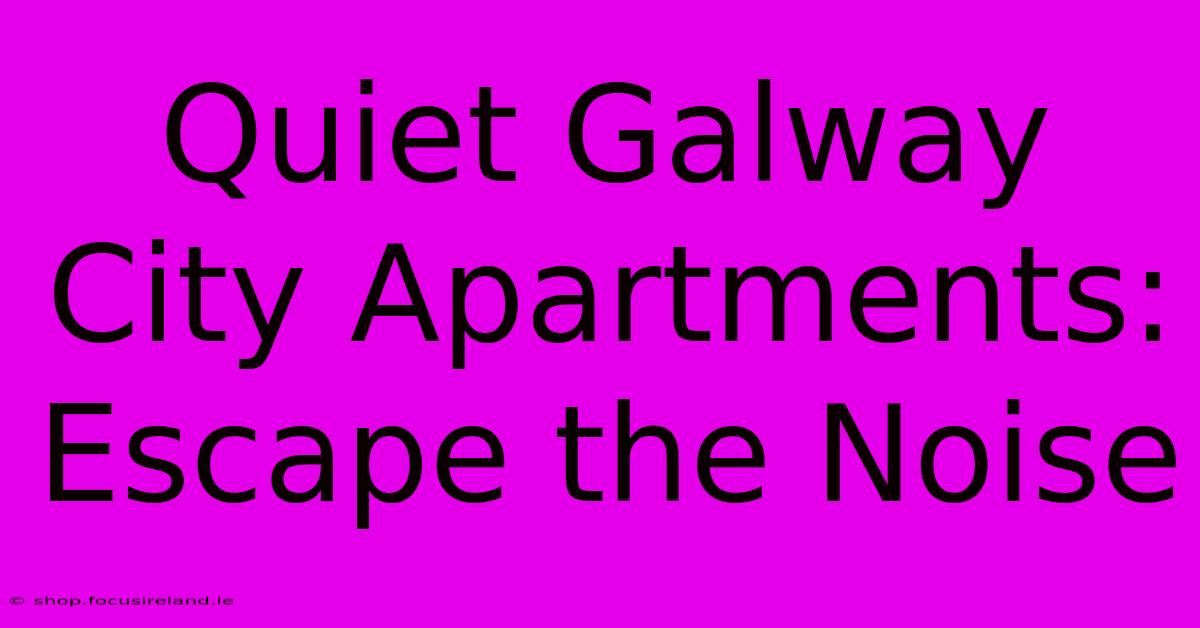 Quiet Galway City Apartments: Escape The Noise