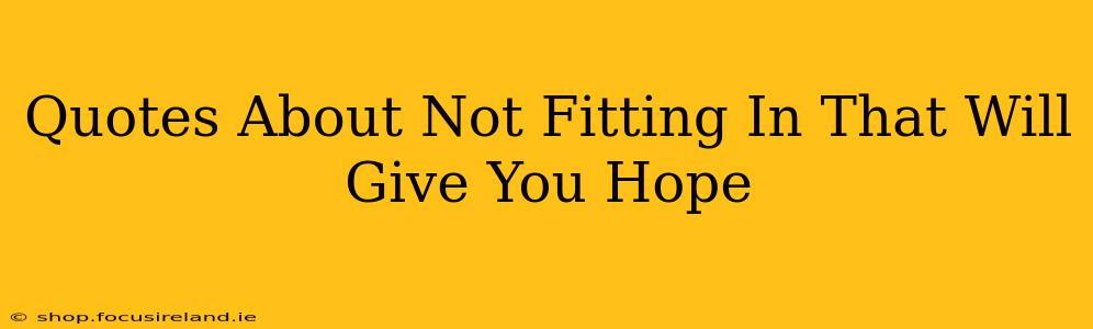 Quotes About Not Fitting In That Will Give You Hope