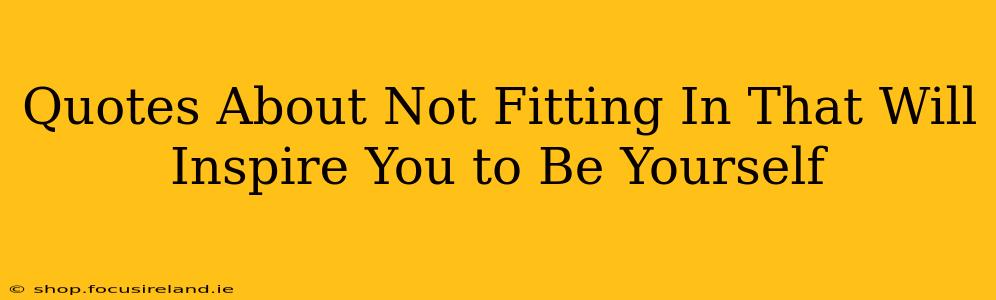 Quotes About Not Fitting In That Will Inspire You to Be Yourself