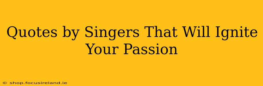 Quotes by Singers That Will Ignite Your Passion
