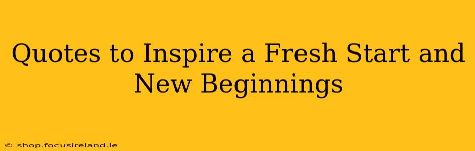 Quotes to Inspire a Fresh Start and New Beginnings