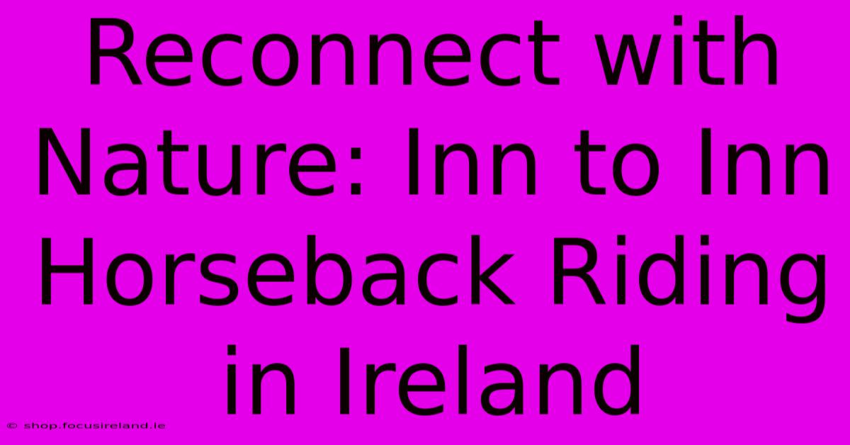 Reconnect With Nature: Inn To Inn Horseback Riding In Ireland