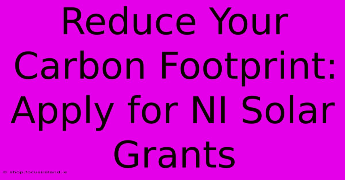 Reduce Your Carbon Footprint:  Apply For NI Solar Grants