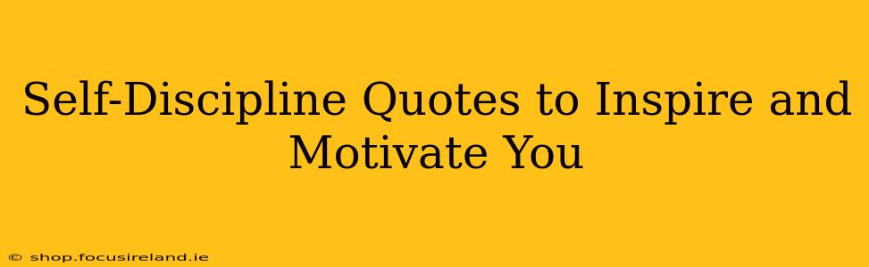 Self-Discipline Quotes to Inspire and Motivate You