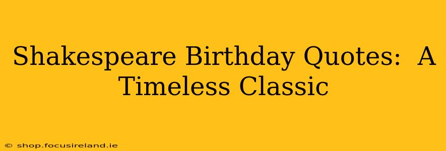 Shakespeare Birthday Quotes:  A Timeless Classic