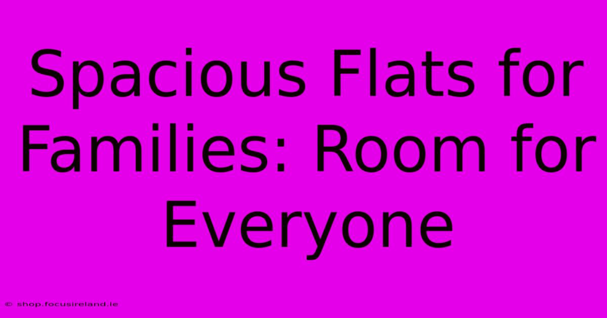 Spacious Flats For Families: Room For Everyone