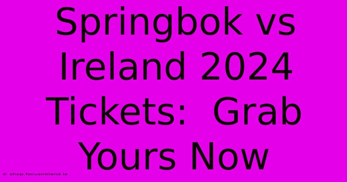 Springbok Vs Ireland 2024 Tickets:  Grab Yours Now