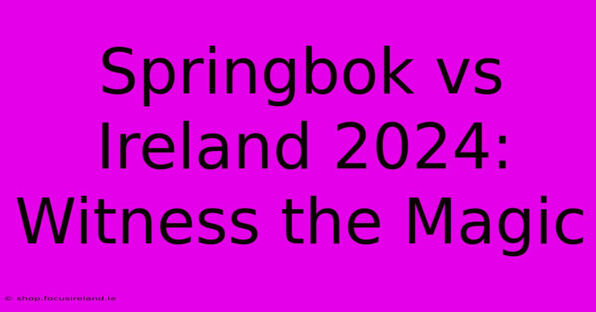 Springbok Vs Ireland 2024:  Witness The Magic