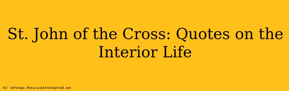 St. John of the Cross: Quotes on the Interior Life