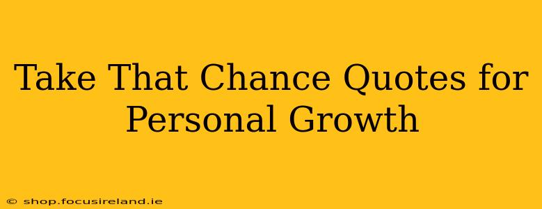 Take That Chance Quotes for Personal Growth