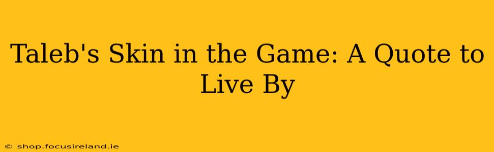 Taleb's Skin in the Game: A Quote to Live By