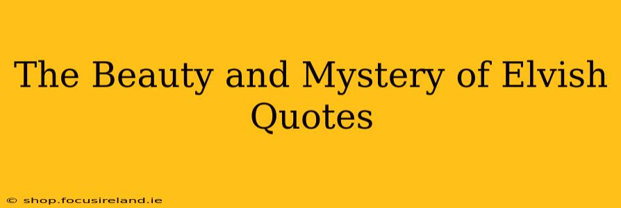The Beauty and Mystery of Elvish Quotes