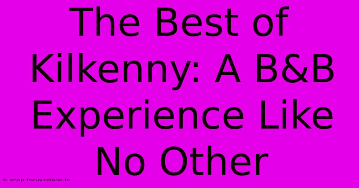 The Best Of Kilkenny: A B&B Experience Like No Other