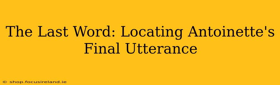 The Last Word: Locating Antoinette's Final Utterance