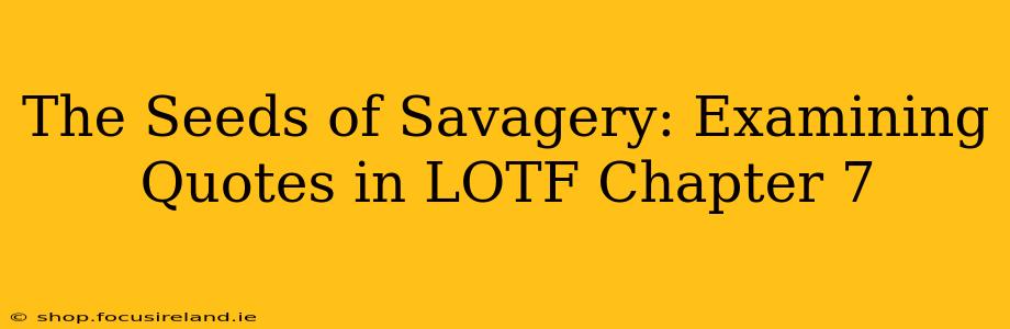 The Seeds of Savagery: Examining Quotes in LOTF Chapter 7
