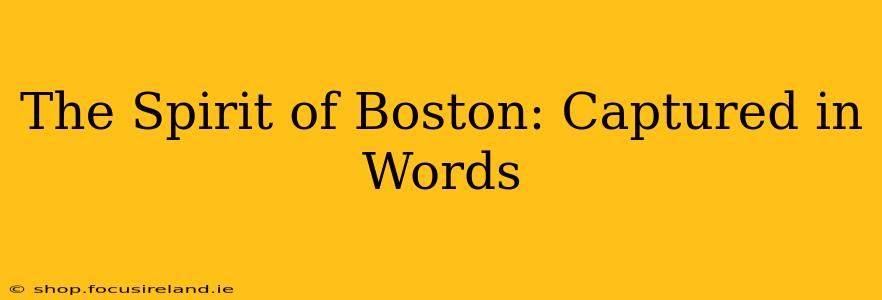 The Spirit of Boston: Captured in Words