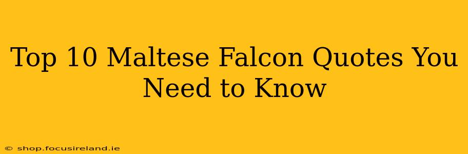 Top 10 Maltese Falcon Quotes You Need to Know