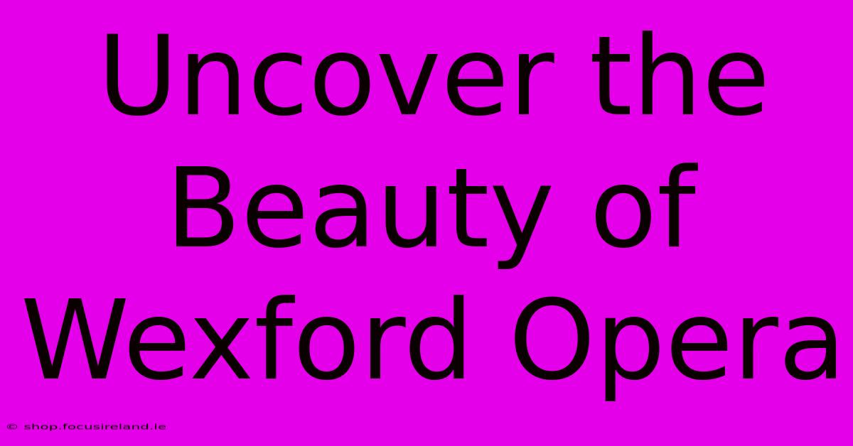 Uncover The Beauty Of Wexford Opera