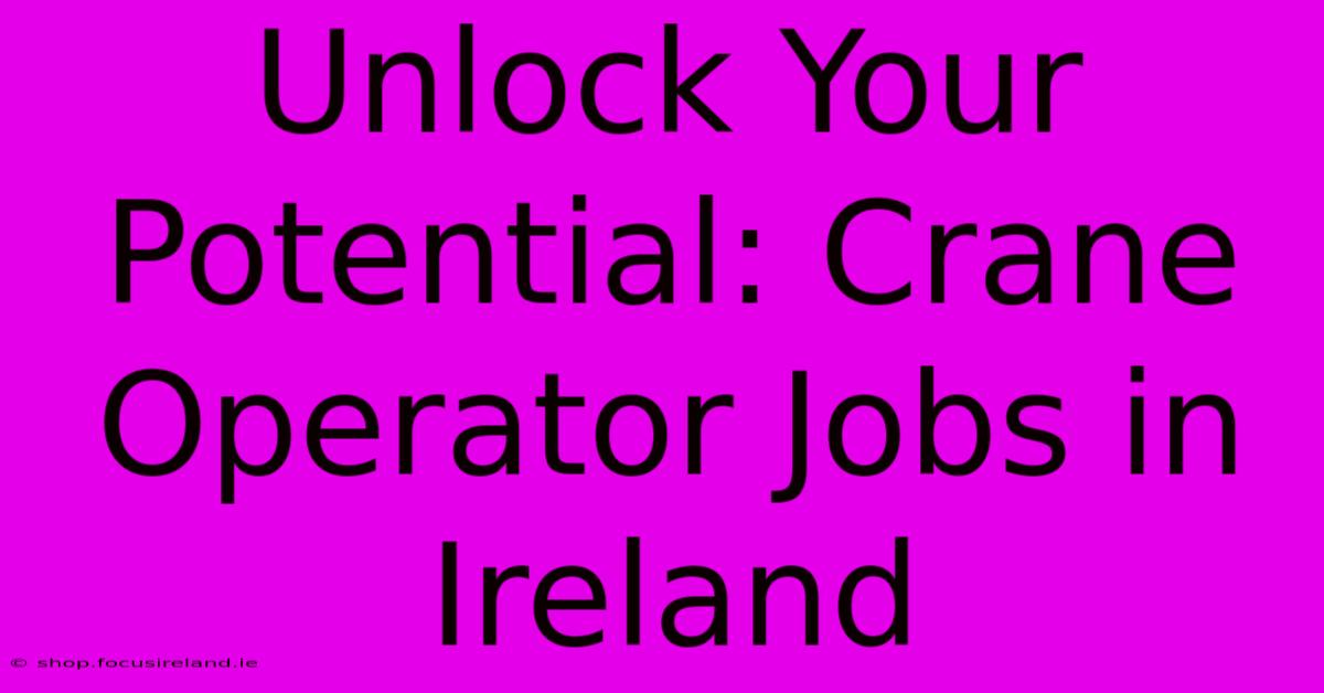 Unlock Your Potential: Crane Operator Jobs In Ireland