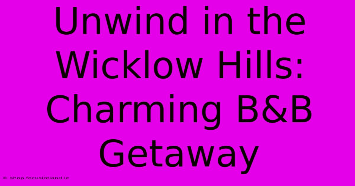 Unwind In The Wicklow Hills: Charming B&B Getaway