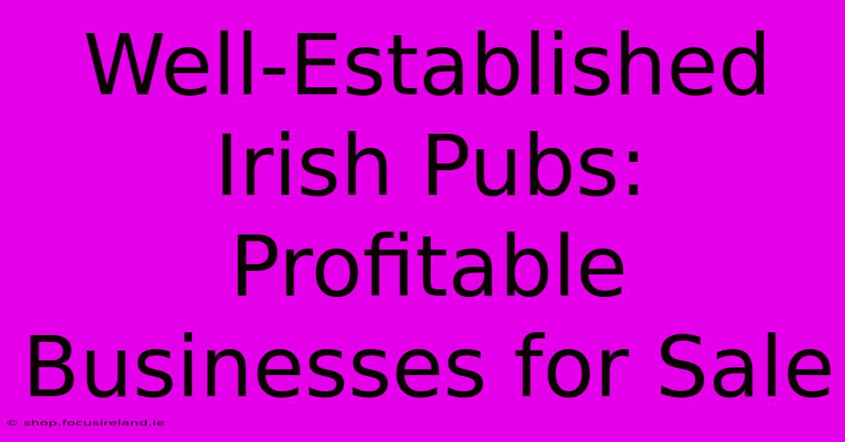 Well-Established Irish Pubs: Profitable Businesses For Sale